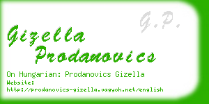 gizella prodanovics business card